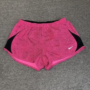 Nike Running Shorts Womens Small Pink Black Cheetah Print Logo Elastic Waistband